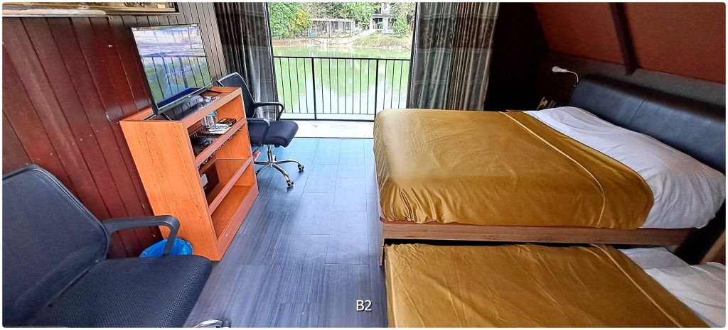 Medium Lake Chalet 3-person room interior at Mantin Farmstay