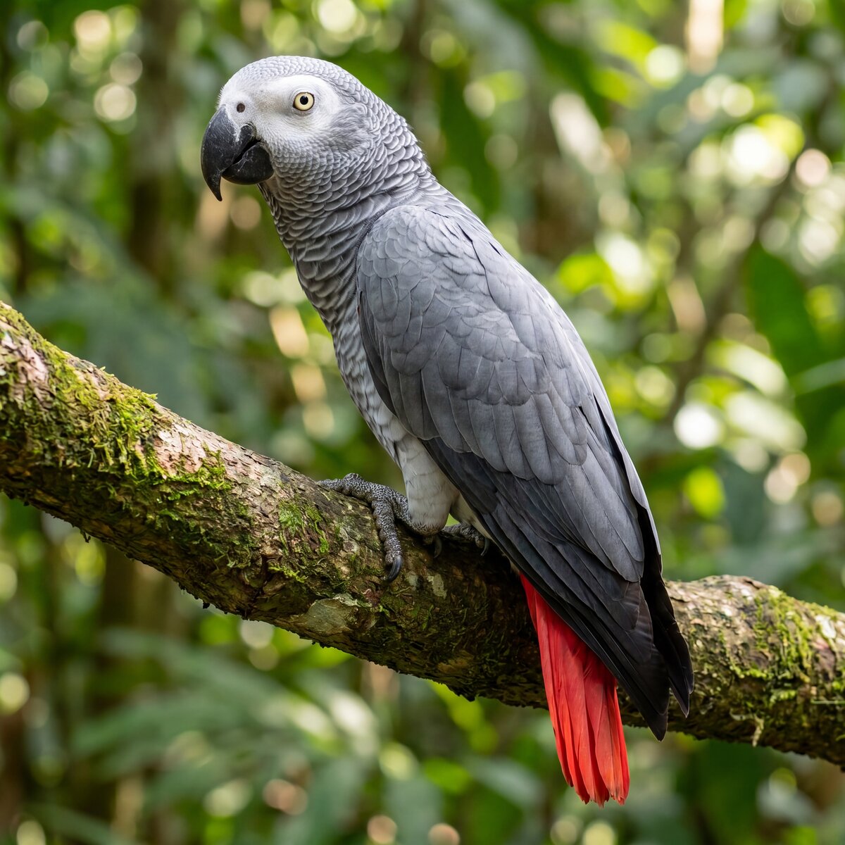 African Grey Parrot at Mantin Forest Art Farmstay